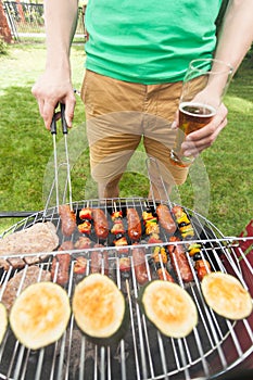 Man grilling food