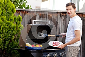 Man grilling food