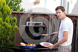 Man grilling food