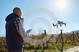 Man from ground control drone