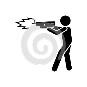 Man gun shoot icon. Simple warning armed man icons for ui and ux website or mobile application