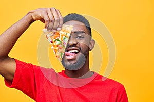 man guy online black smile obesity background food pizza food happy delivery fast