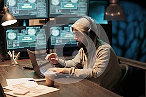 Man hacker breaking through security system