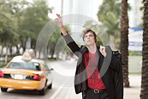 Man hailing a cab