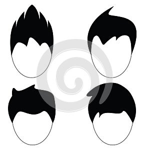Man hair, vector hairstyle silhouette