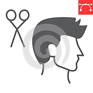 Man haircut glyph icon