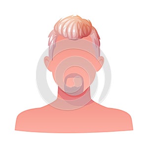 Man Hairstyle with Blonde Hair and Mustache Type with Head and Neck Portrait Vector Illustration