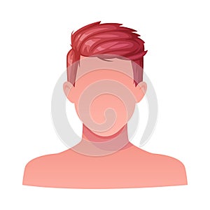 Man Hairstyle with Short Brown Hair Fringe Up Type with Head and Neck Portrait Vector Illustration