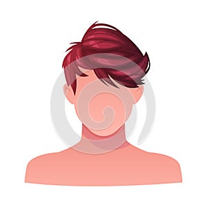 Man Hairstyle with Short Brown Hair Type with Head and Neck Portrait Vector Illustration