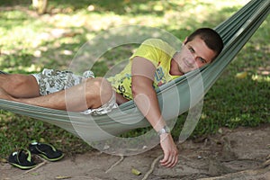 Man in a hammock