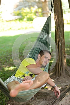 Man in a hammock