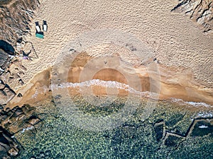 Man in hammock on a beach aerial view