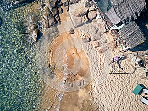 Man in hammock on a beach aerial view