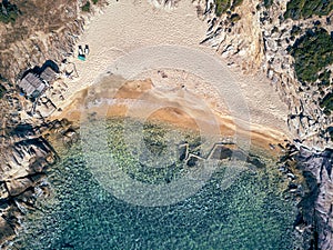 Man in hammock on a beach aerial view