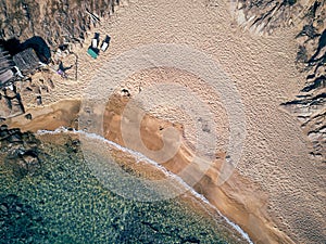 Man in hammock on a beach aerial view