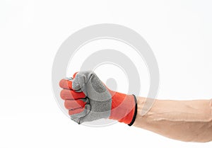 Man hand with anti slip gloves