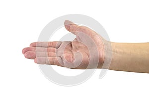 Man hand or arm isolated on white background with clipping path.