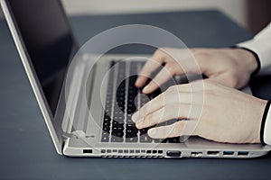 Man hand computer keyboard