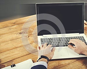 Man hand computer keyboard