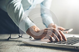 Man hand computer keyboard