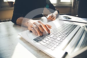 Man hand computer keyboard
