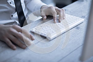 Man hand computer keyboard