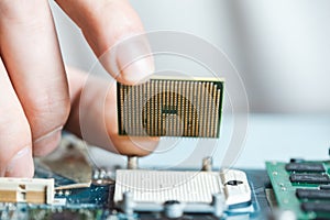 Man hand CPU