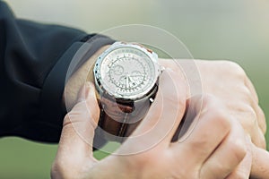 Man Hand with Elegant Expensive Watch