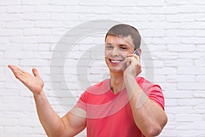 Man Hand Gesture To Copy Space Cell Phone Call
