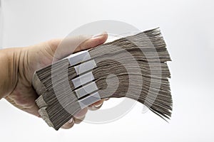 Man hand grab money note