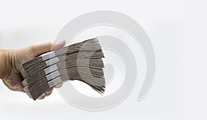 Man hand grab money note