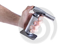 Man Hand Holding Butane Kitchen Torch