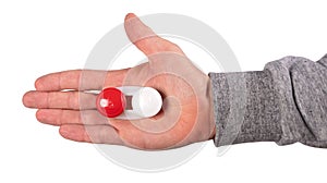 Man hand is holding contact lens case