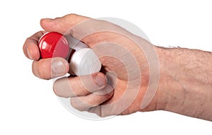 Man hand is holding contact lens case