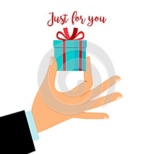 Man hand holding gift box