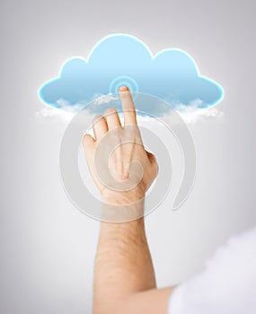 Man hand pointing at cloud