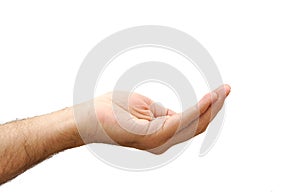 Man hand prepared to hold anything. Gesture
