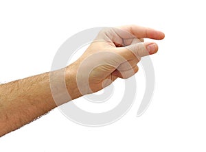 Man hand prepared to hold anything. Gesture