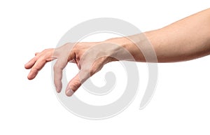 Man hand`s measuring invisible item isolated