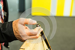 Man Hand Showing Coated Cables Wiring