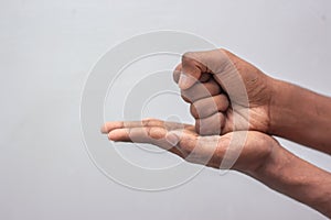 Man hand sign HELP ASL american sign language - To sign help, place your closed-fist, dominant `A` hand on top of your non-