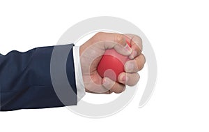 A man hand squeezing a stress ball