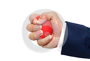 A man hand squeezing a stress ball