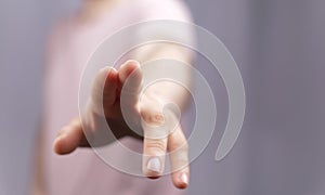 A man hand touching virtual screen, modern background concept , can put your text at the finger, copy space