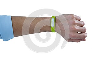 Man hand wearing fitness band