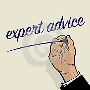 Man Hand writing Expert Advice