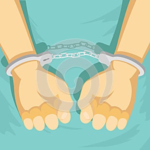 Man in handcuffs. Detention of of the criminal. Stock Vector car