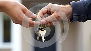A man handing over keys to a house