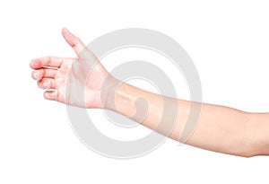 Man hands holding something on white background with cl