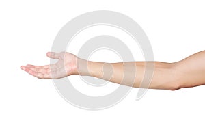 Man hands holding something on white background, clipping path